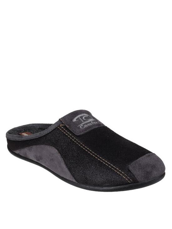 front image of cotswold-mensnbspwestwell-mule-slippers-black