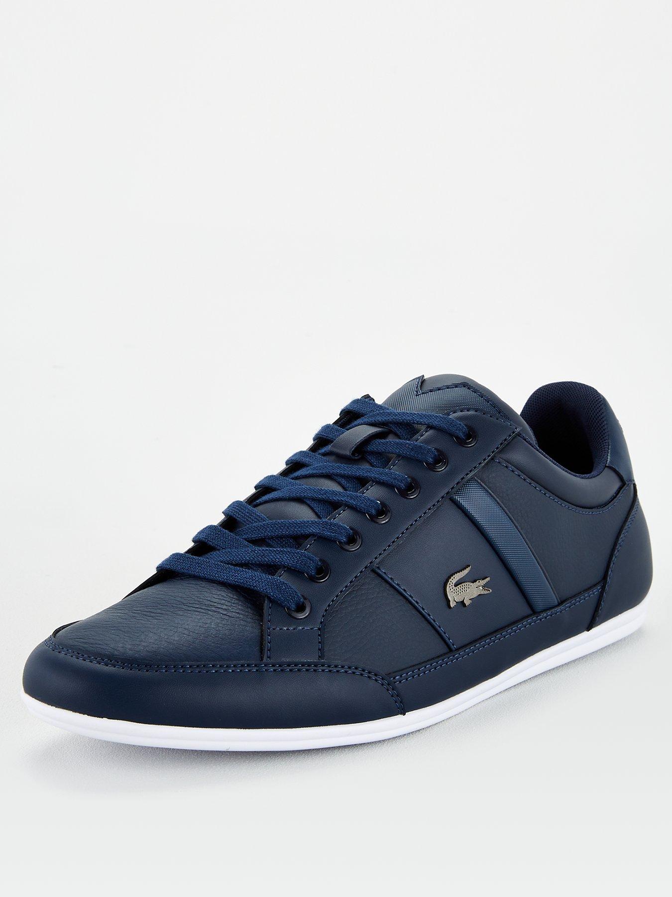 lacoste navy leather trainers