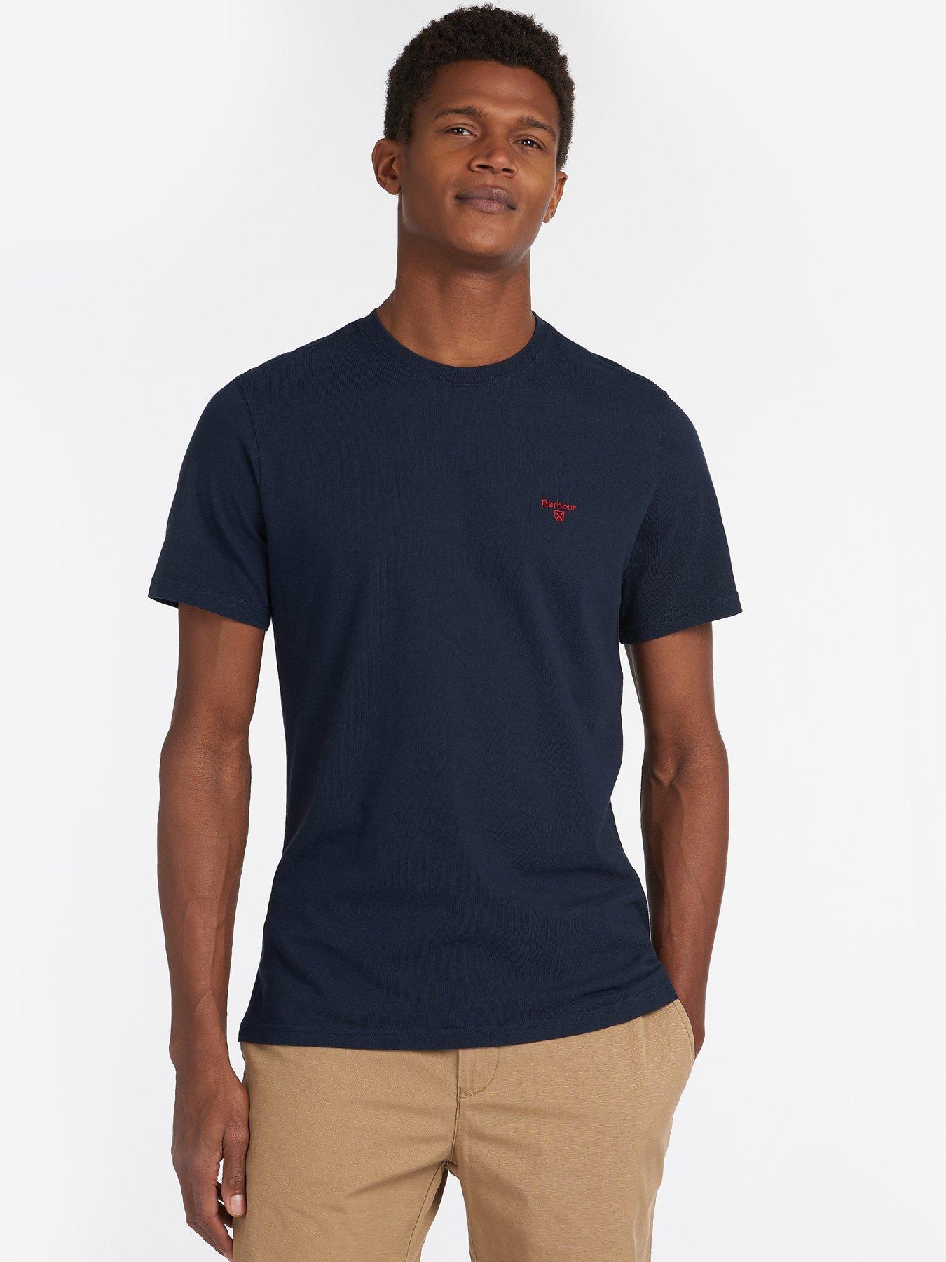 Image 1 of 4 of Barbour Mens Essential Sports Embroidered Logo Crew Neck T-Shirt - Navy