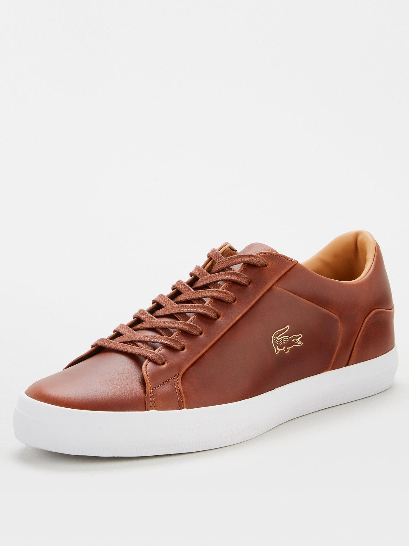 Lacoste Lerond Leather Trainers - Brown 