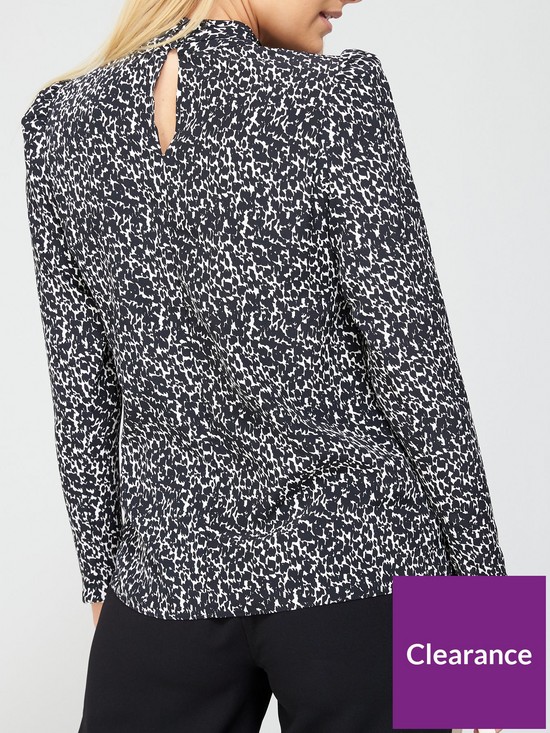 stillFront image of v-by-very-printed-high-neck-long-sleeve-shell-top-mono-print