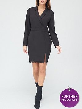 v-by-very-lace-trim-tailored-blazer-dress-black
