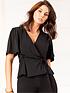  image of pour-moi-slinky-jersey-tie-detail-wrap-top-black