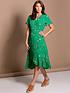  image of pour-moi-frill-detail-woven-midi-wrap-dress-green-floral