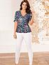  image of pour-moi-slinky-jersey-tie-sleeve-top-navy-floral
