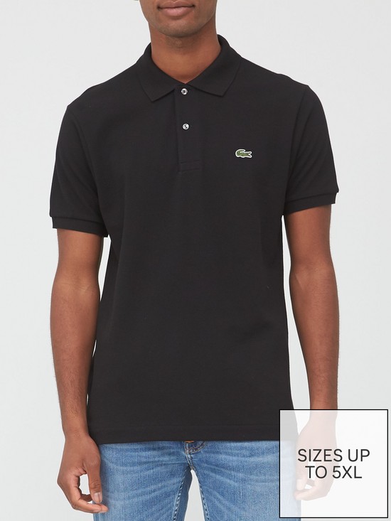 front image of lacoste-plain-polo-with-croc-black
