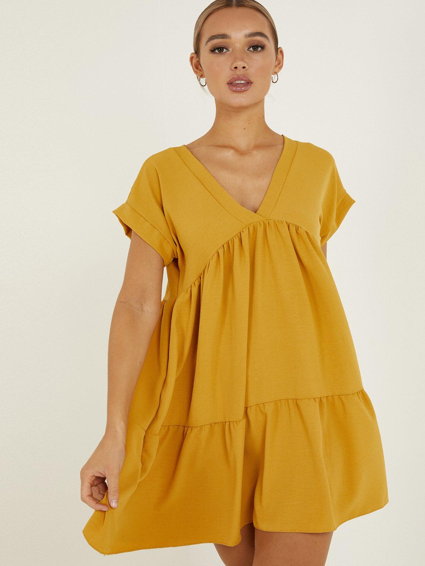 mustard smock dress