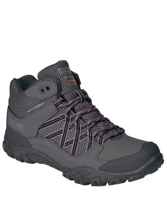 front image of regatta-edgepoint-mid-junior-walking-boot-grey-coral