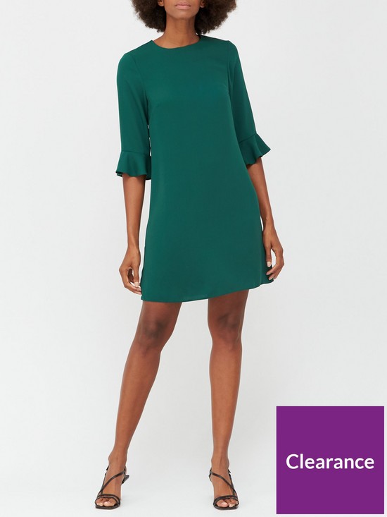 front image of v-by-very-lana-tunic-dress-forest-green