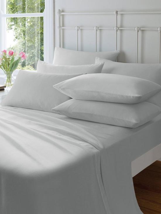 front image of catherine-lansfield-soft-n-cosy-brushed-cotton-extra-deep-double-fitted-sheet-ndash-white