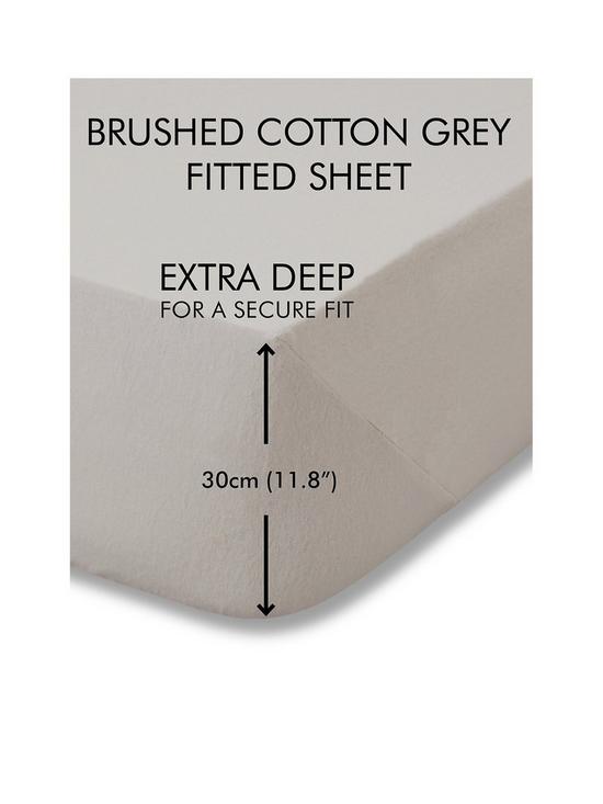 stillFront image of catherine-lansfield-soft-n-cosy-brushed-cotton-extra-deep-king-size-fitted-sheet-grey