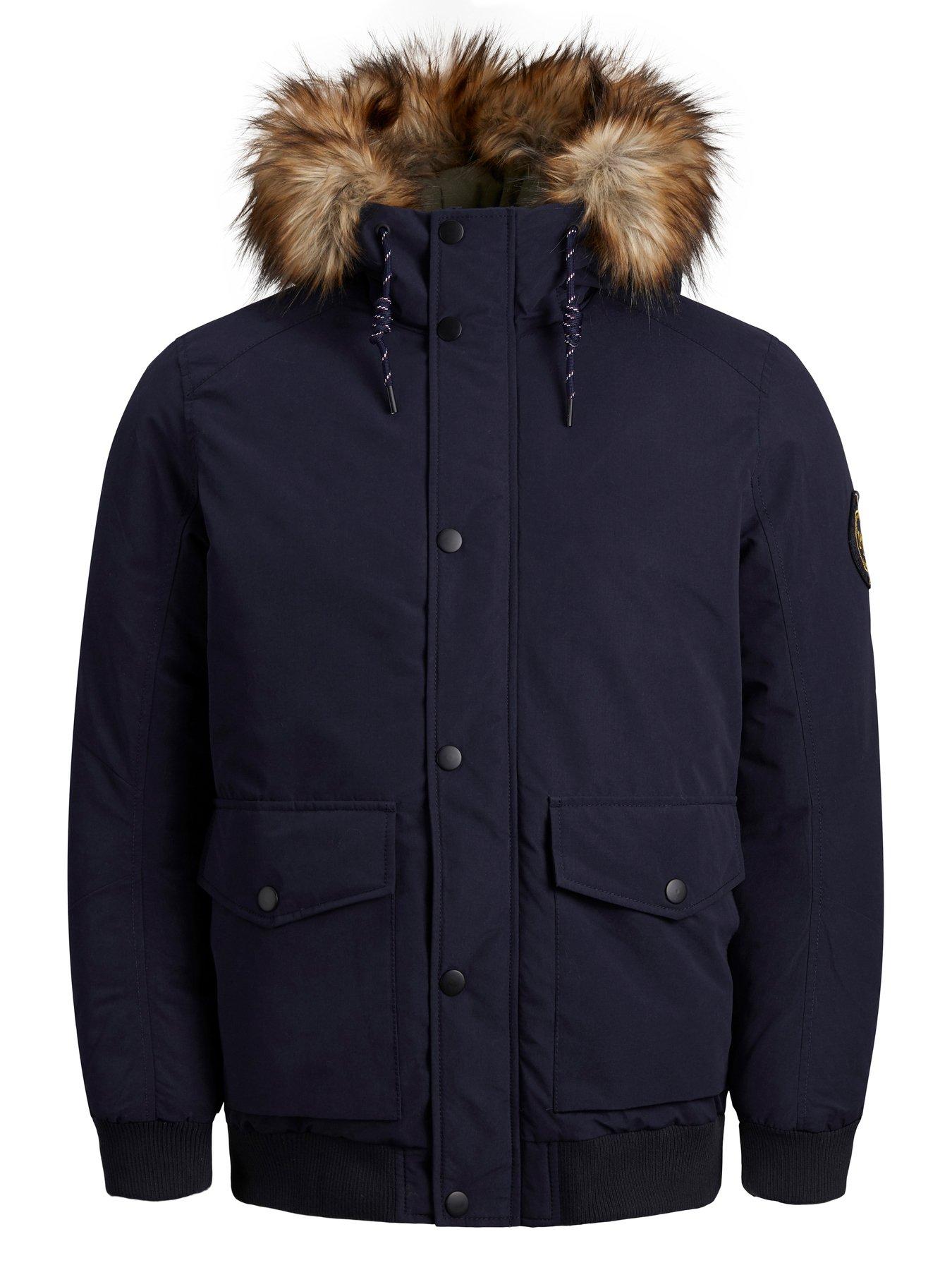 jack & jones parka jacket with faux fur hood