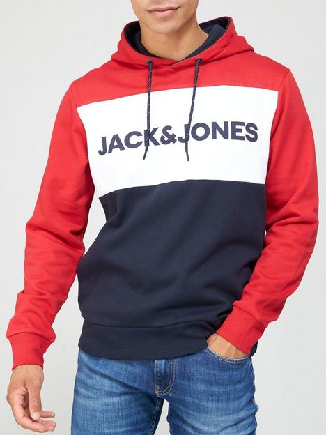 jack-jones-colour-block-logo-hoodie-red