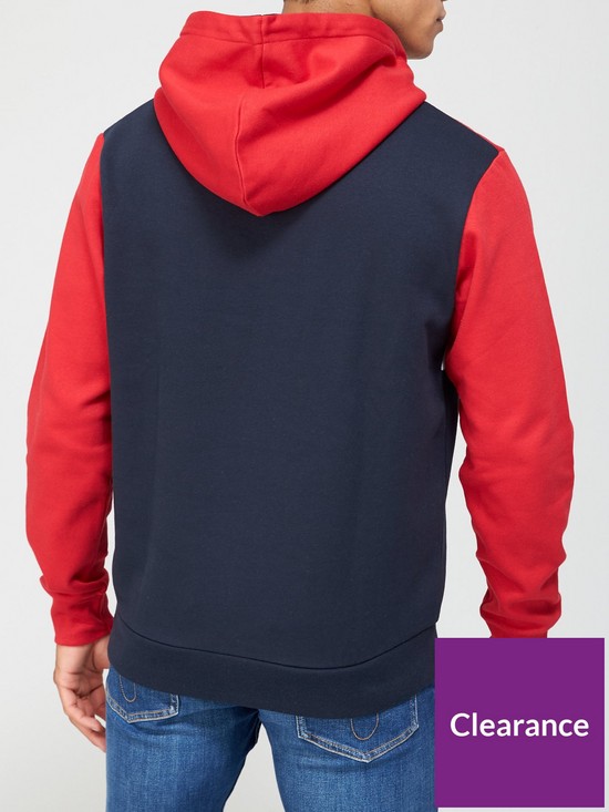 stillFront image of jack-jones-colour-block-logo-hoodie-red