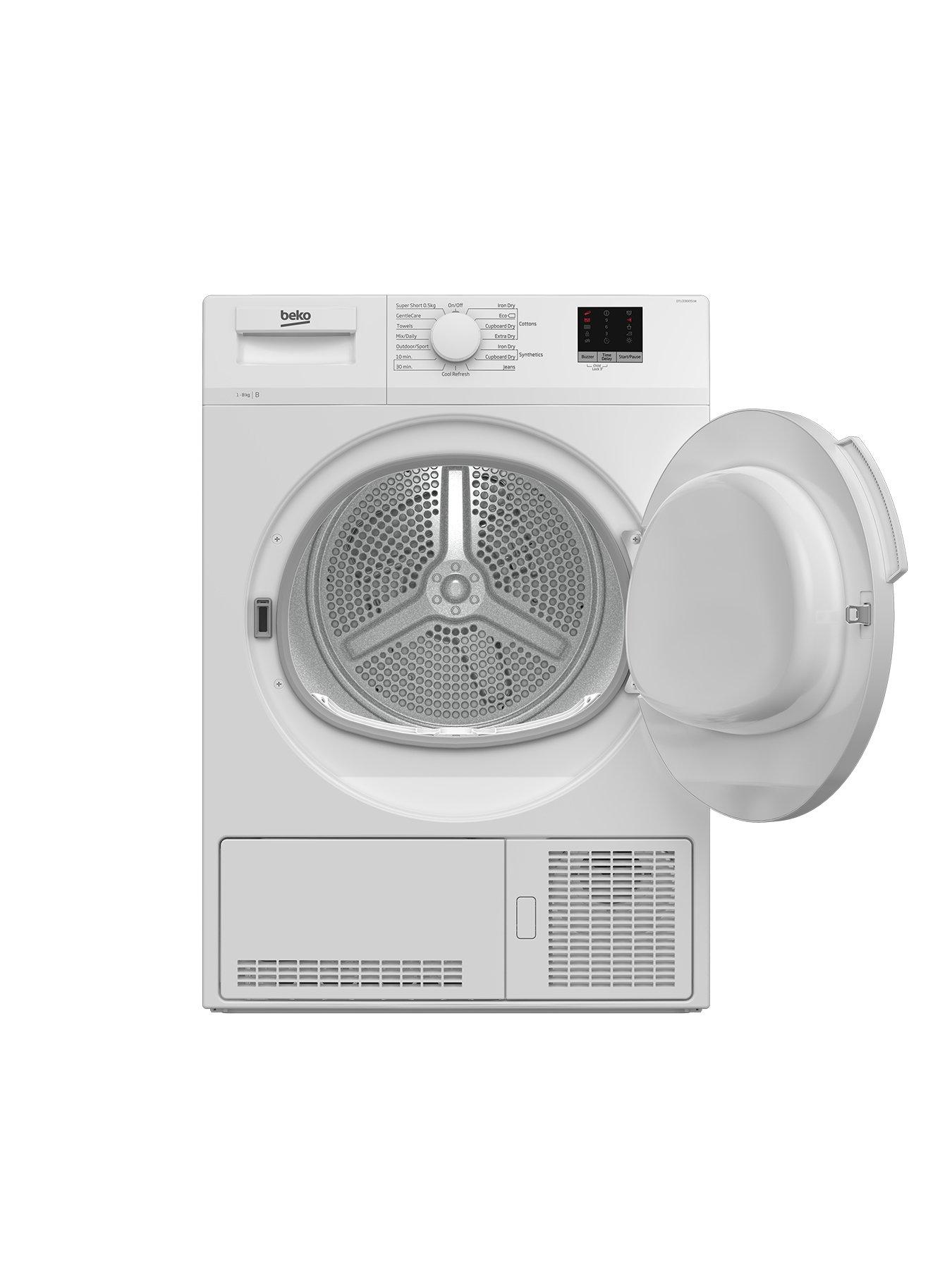  image of beko-dtlce80051w-8kg-load-fullsize-condenser-sensor-tumble-dryer-white