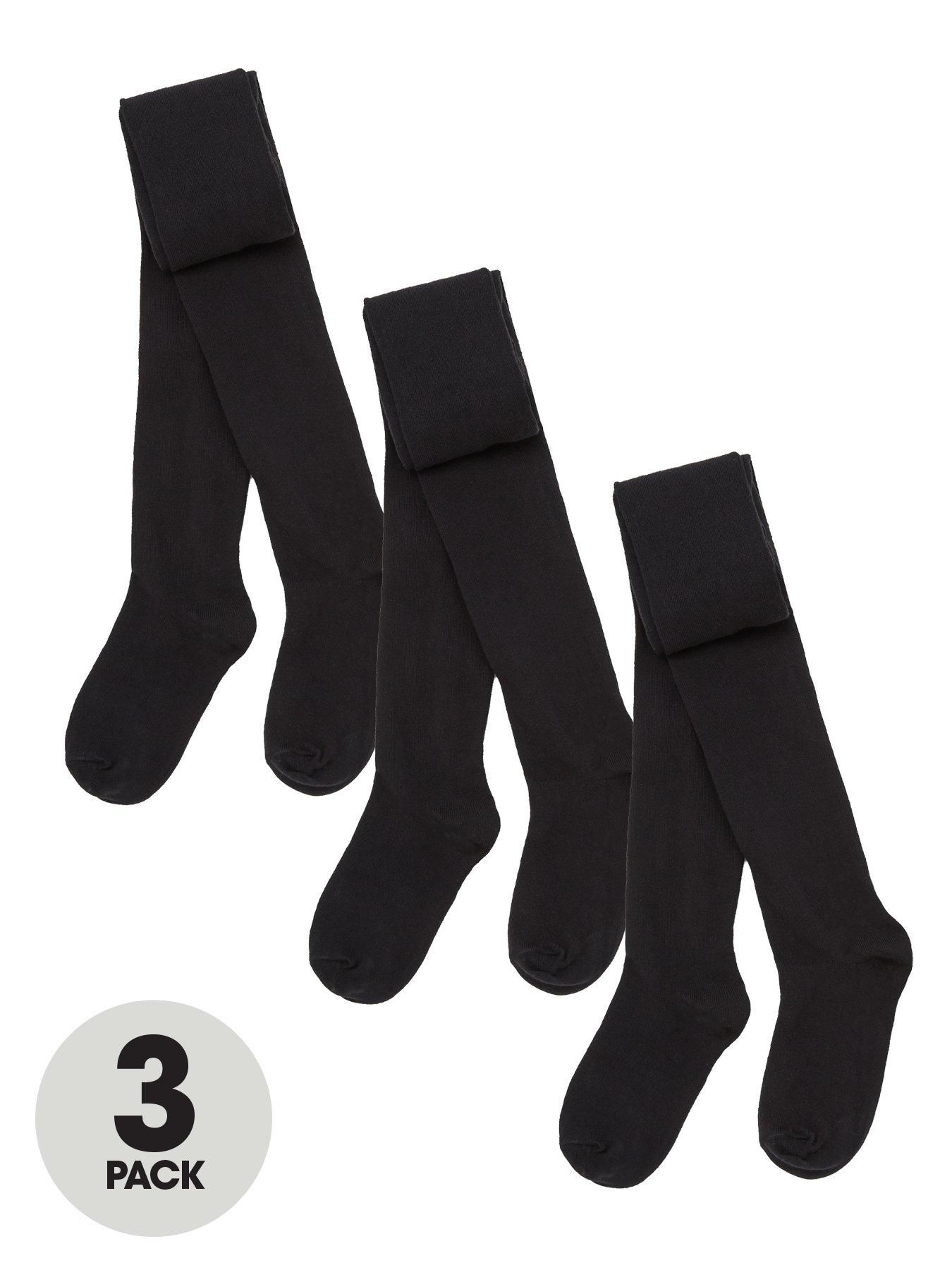 the-very-collection-girls-3-packnbspflat-knit-tights-black