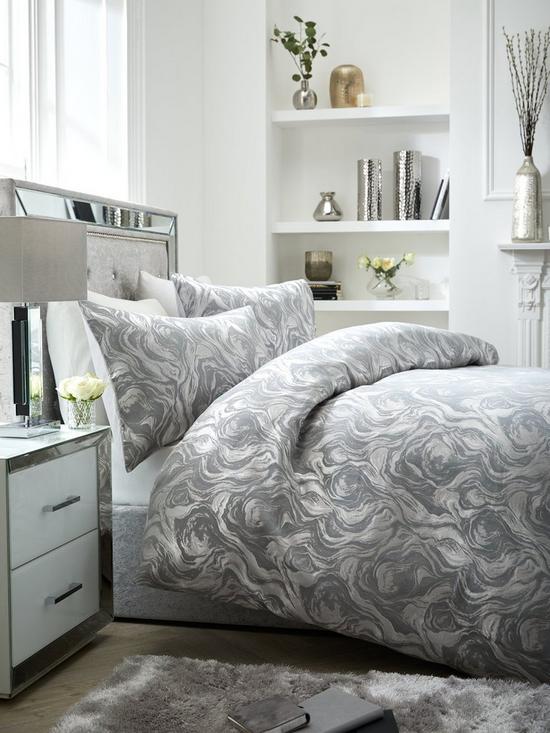 front image of silver-marble-duvet-cover-set