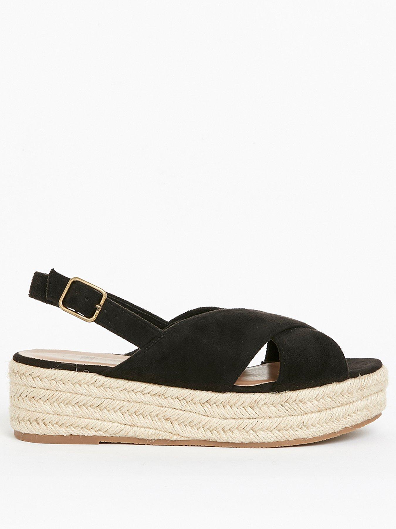 black flatform espadrille sandals