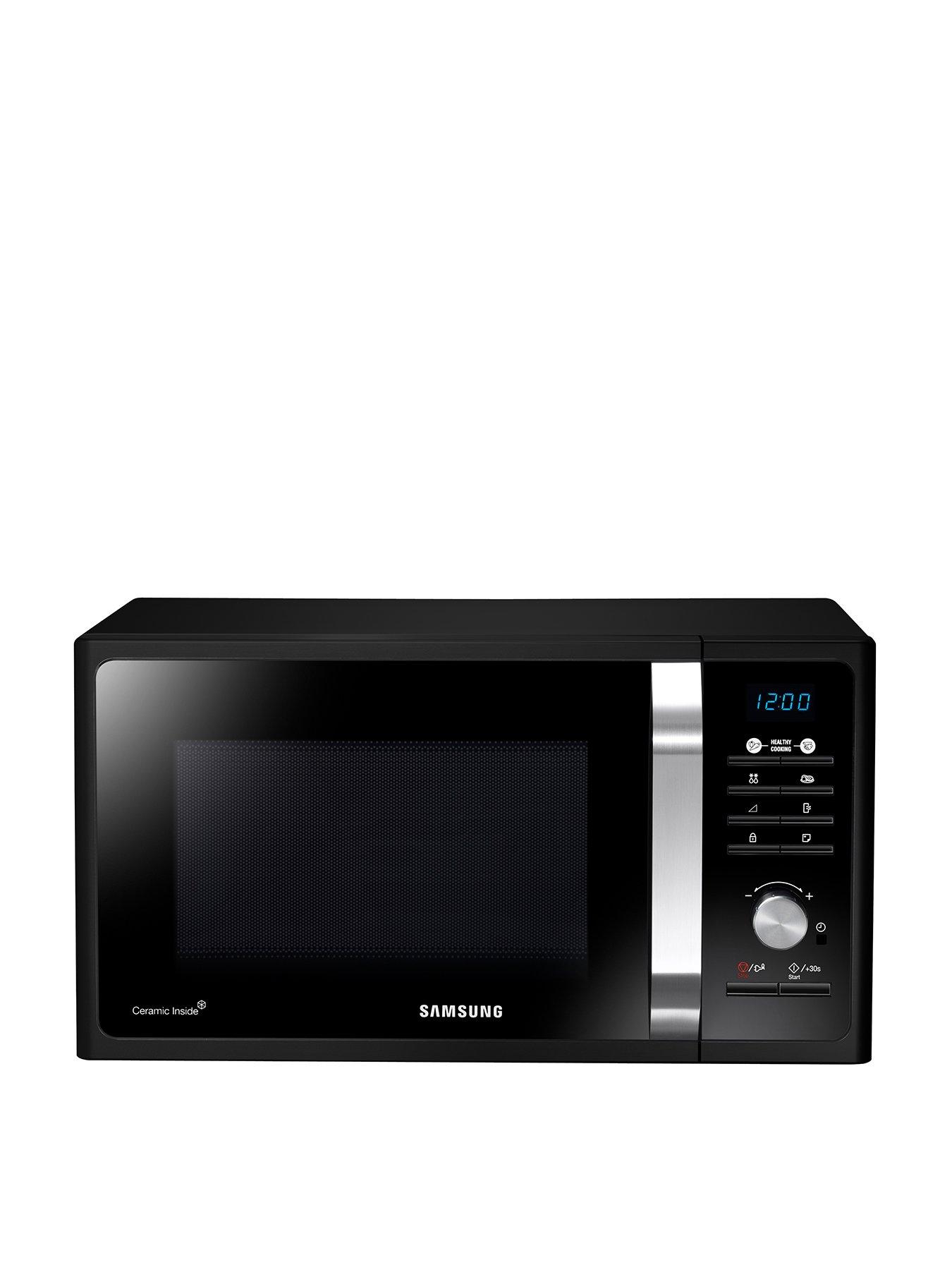 front image of samsung-ms23f301tfkeu-23-litre-solo-microwave-black