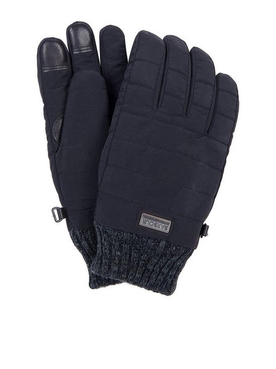 front image of barbour-international-peak-baffle-gloves-black