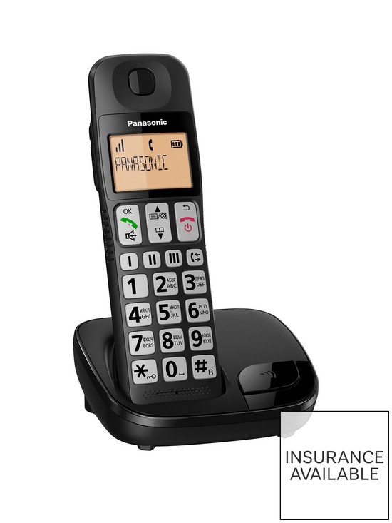 stillFront image of panasonic-kx-tge110eb-big-button-single-dect-cordless-telephone-with-nuisance-call-blocker-amp-lcd-display-single-handset-pack-black