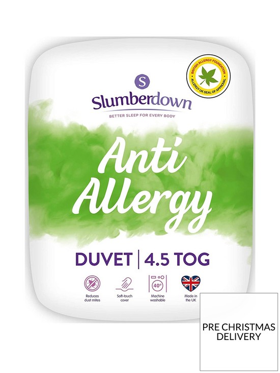 front image of slumberdown-anti-allergy-45-tog-king-size-duvet-white