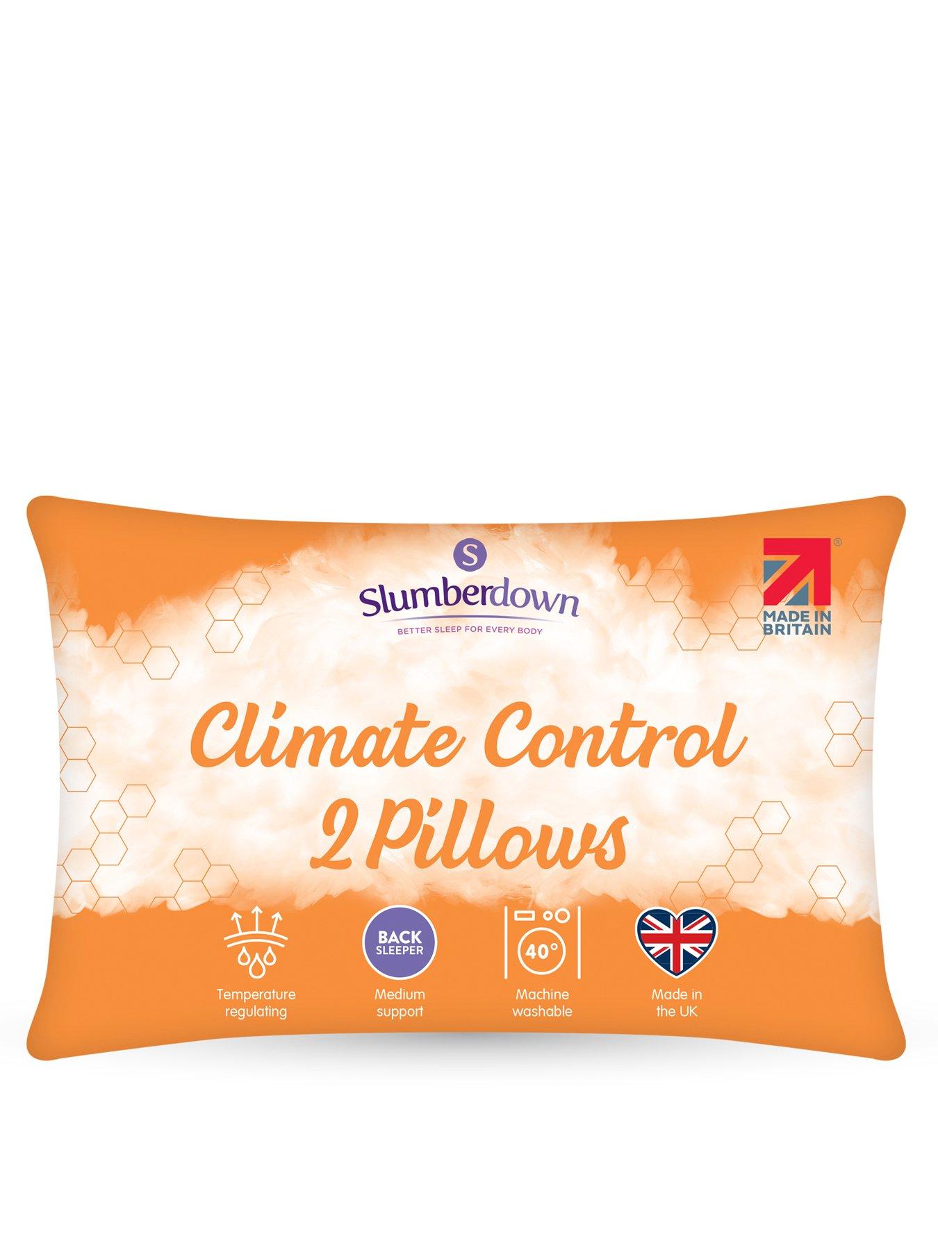 front image of slumberdown-climate-control-pillows-2-pack-white