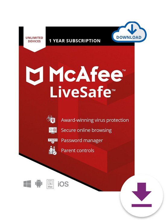 front image of mcafee-livesafe-virus-protection-12-months-subscription-digital-download