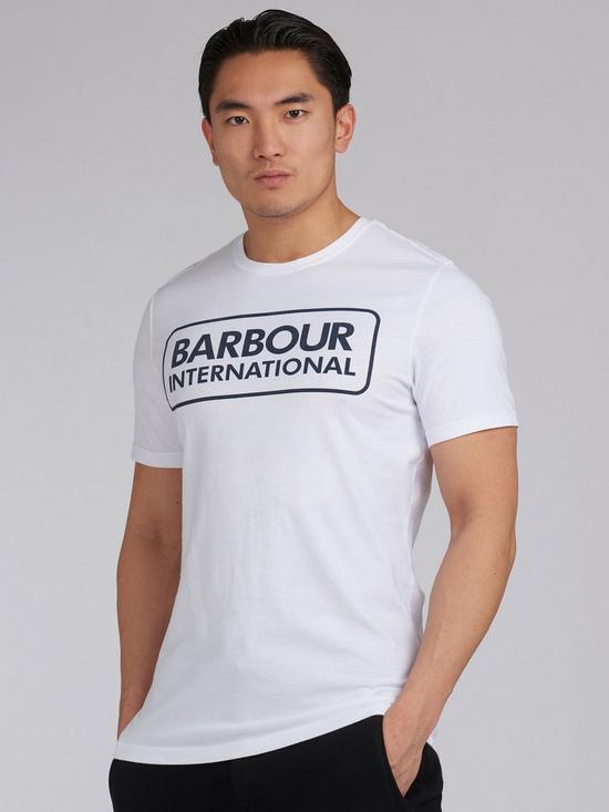 front image of barbour-international-essential-large-logo-t-shirt-white