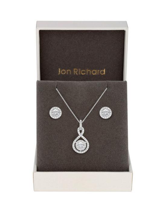 front image of jon-richard-silver-plated-clear-crystal-infinity-giftnbspset