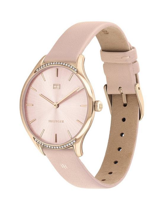 stillFront image of tommy-hilfiger-pink-dial-pink-leather-strap-watch