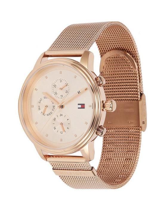 stillFront image of tommy-hilfiger-rose-chronograph-dial-rose-tone-mesh-watch