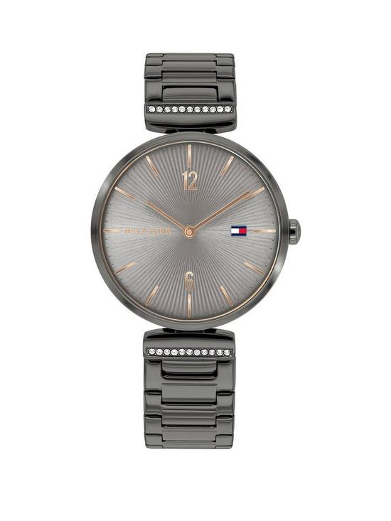 front image of tommy-hilfiger-grey-face-grey-bracelet-watch