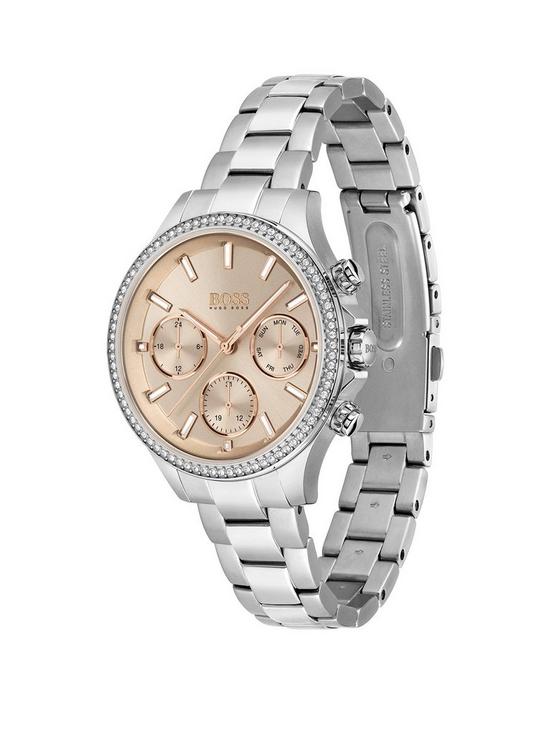 stillFront image of boss-hera-pink-multi-dial-stainless-steel-bracelet-watch