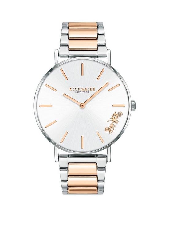 front image of coach-perry-white-dial-two-tone-strap-stainless-bracelet-watch