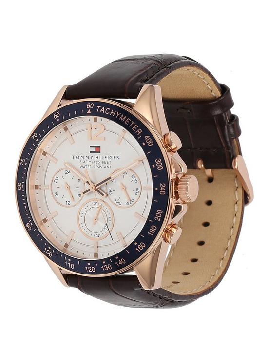 stillFront image of tommy-hilfiger-white-multi-dial-brown-leather-strap-mens-watch