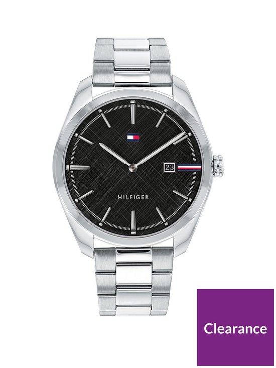 front image of tommy-hilfiger-tommy-hilifger-black-dial-stainless-steel-bracelet-watch