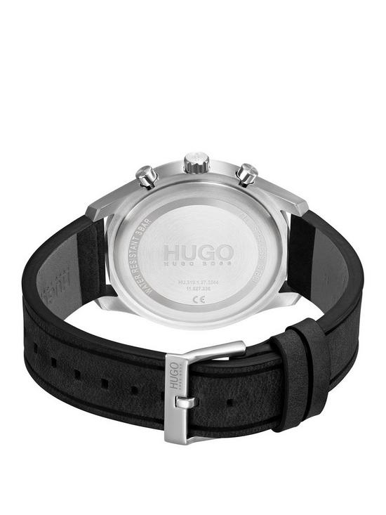 stillFront image of hugo-chase-black-chronograph-dial-black-leather-strap-watch