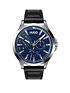  image of hugo-leap-blue-multi-dial-black-leather-strap-mensnbspwatch