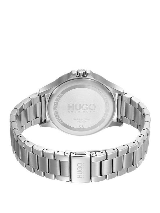 stillFront image of hugo-leap-black-multi-dial-gold-tone-bezel-stainless-steel-bracelet-watch