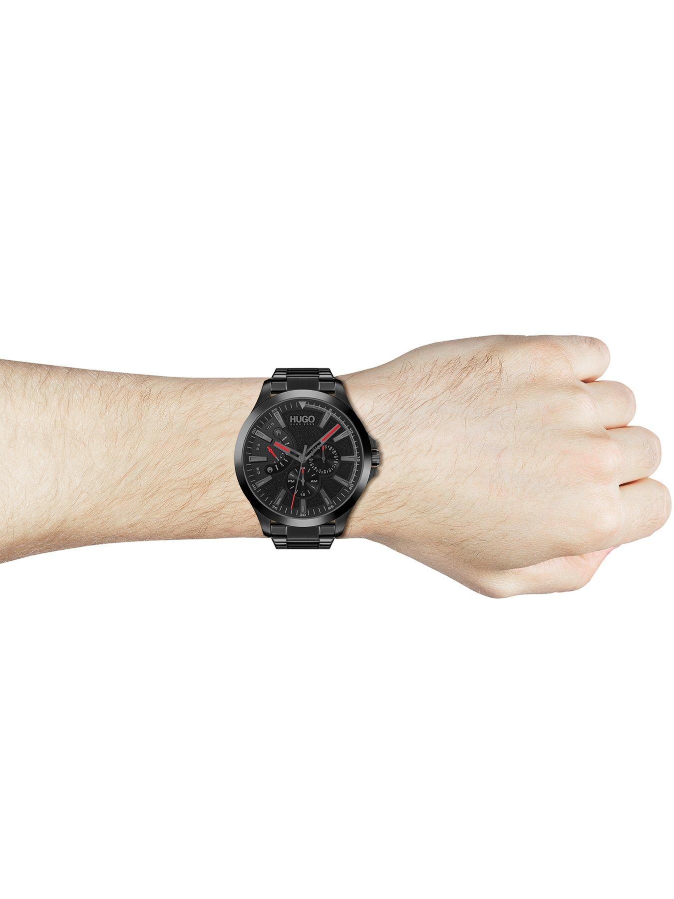 HUGO Leap Black Multi Dial Black Bracelet Watch | littlewoods.com 