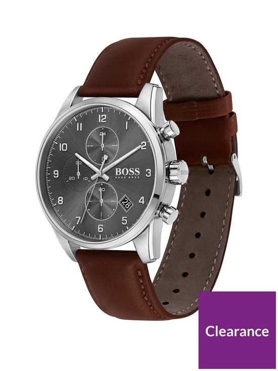 stillFront image of boss-blue-dial-chronograph-bronze-ip-strap-watch