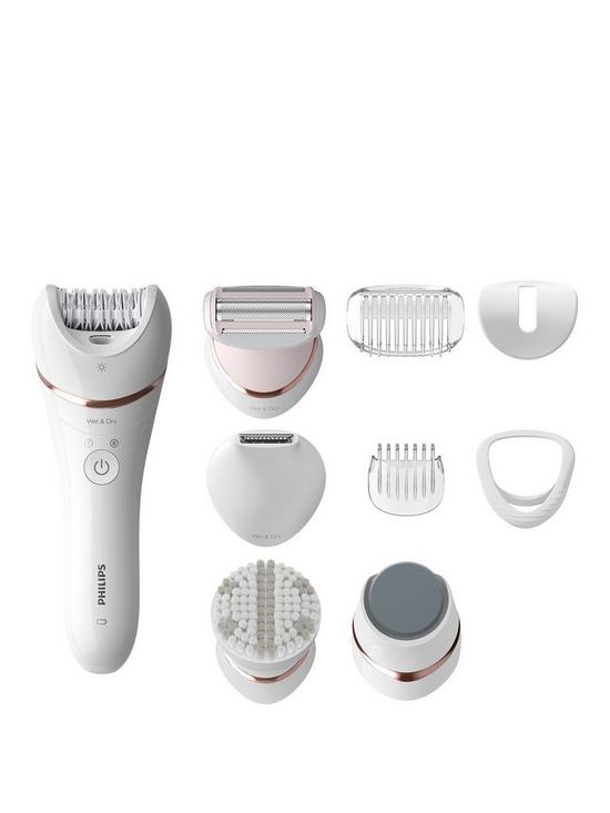front image of philips-epilator-series-8000-wet-amp-dry-cordless-epilator-with-9-accessories-bre74011