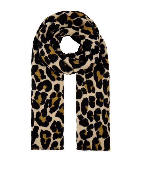 front image of accessorize-lucy-leopard-soft-blanket-brown
