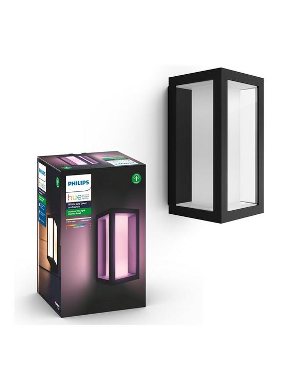 front image of philips-hue-impress-hue-white-and-colour-ambience-eu-wall-lantern-black-2