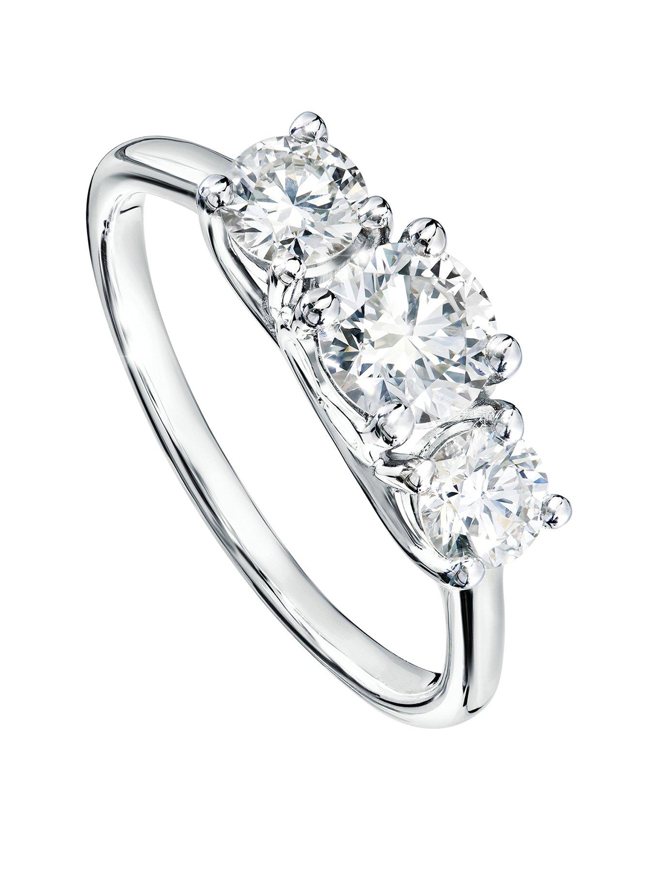 Created Brilliance Audrey Created Brilliance 9ct White Gold 1ct Lab Grown Diamond Three Stone Ring