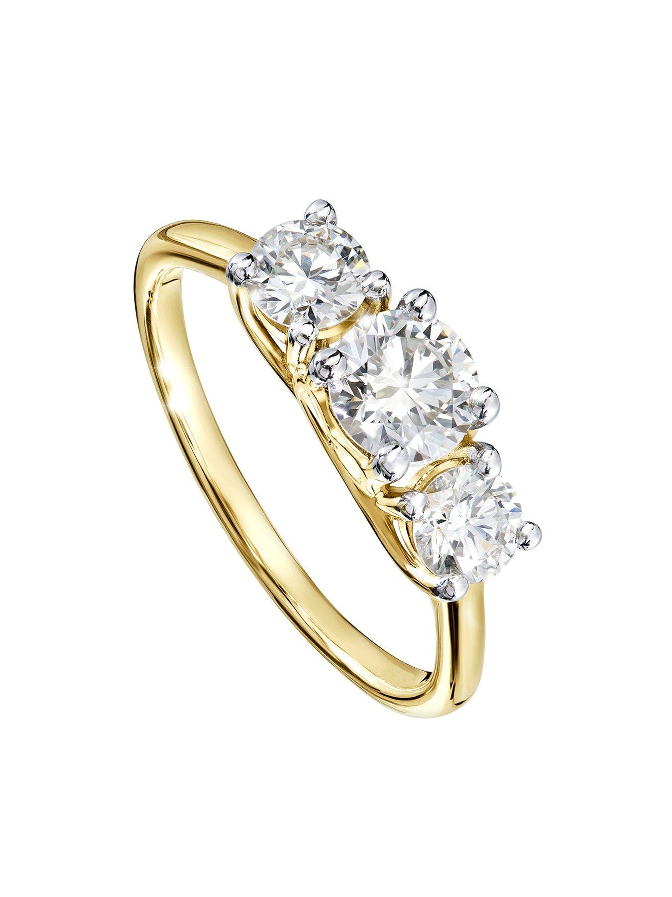 undefined Audrey Created Brilliance™ 9ct Yellow Gold 1ct Lab Grown Diamond Three Stone Ring