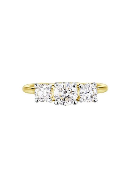 stillFront image of created-brilliance-audrey-created-brilliancetrade-9ct-yellow-gold-1ct-lab-grown-diamond-three-stone-ring