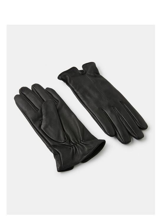front image of accessorize-basic-leather-gloves-black
