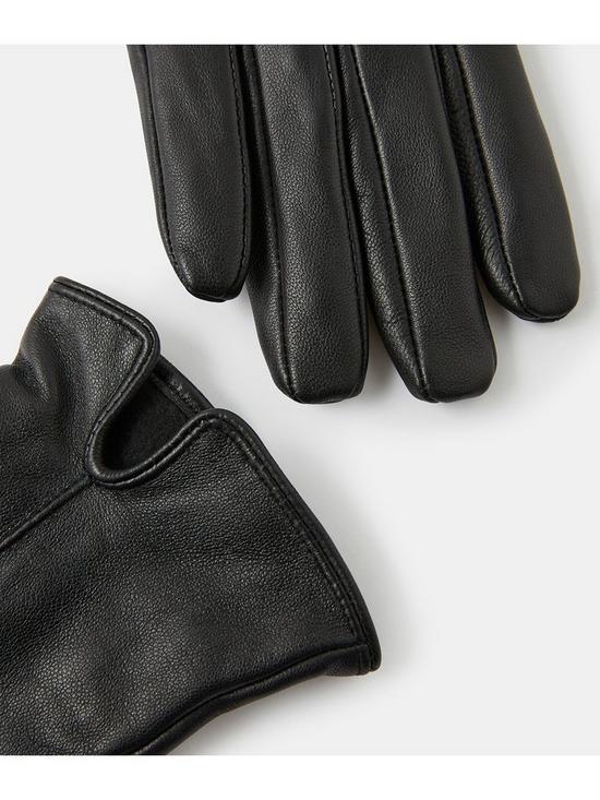 back image of accessorize-basic-leather-gloves-black